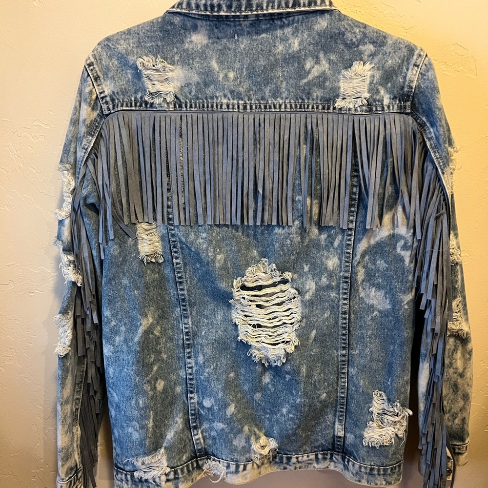Fantastic Fawn Distressed Blue Jean Jacket - Picture 2 of 4